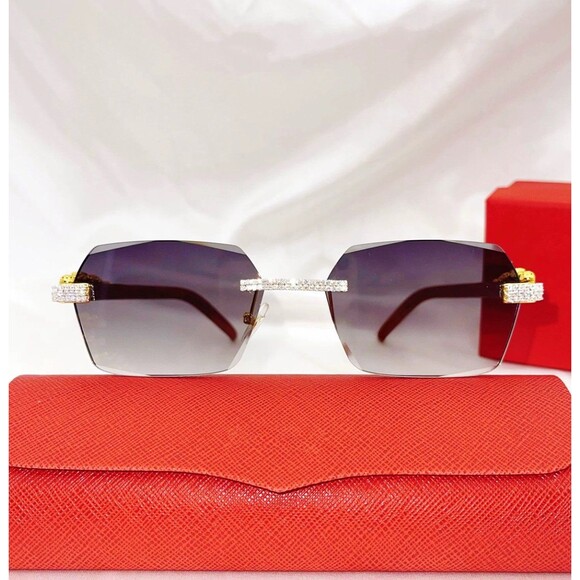 Fashion Trend Sunglasses Rimless Luxury Sunglasses Driving Travel Glasses Leopar - Picture 2 of 9